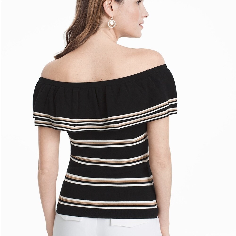 WHBM Stripe Off-The-Shoulder Sweater - Picture 3 of 4